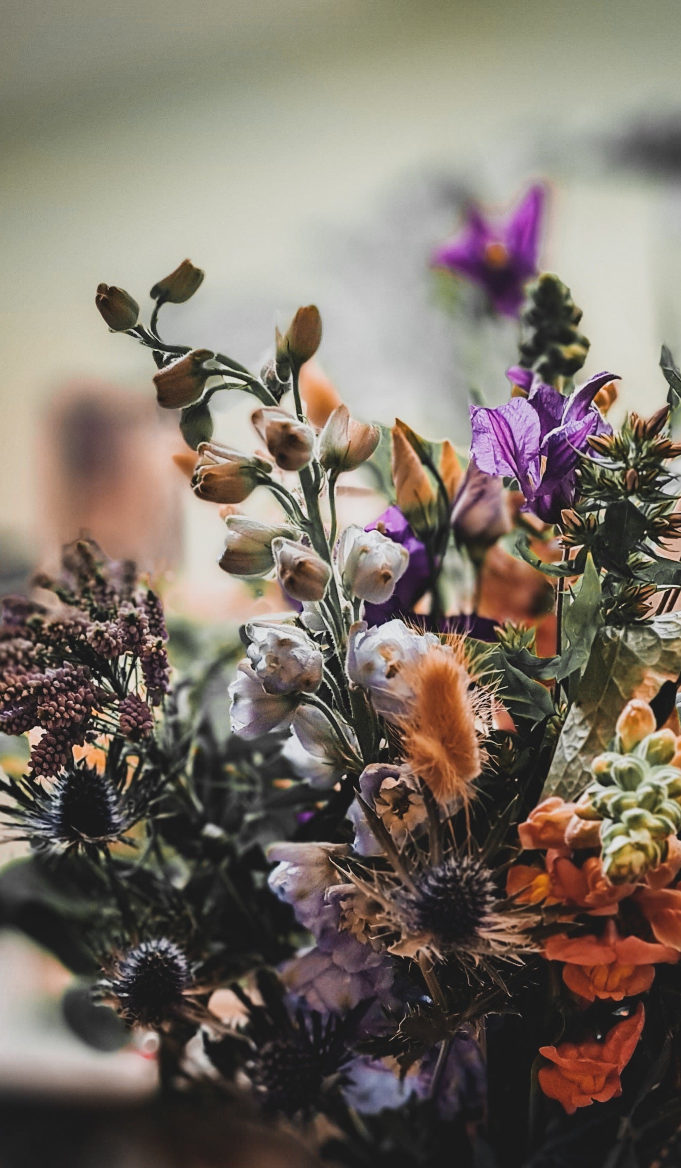 Soft Pastel Hand-Tied Bouquet Presented in a Glass Vase