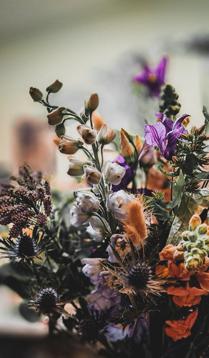 Soft Pastel Hand-Tied Bouquet Presented in a Glass Vase