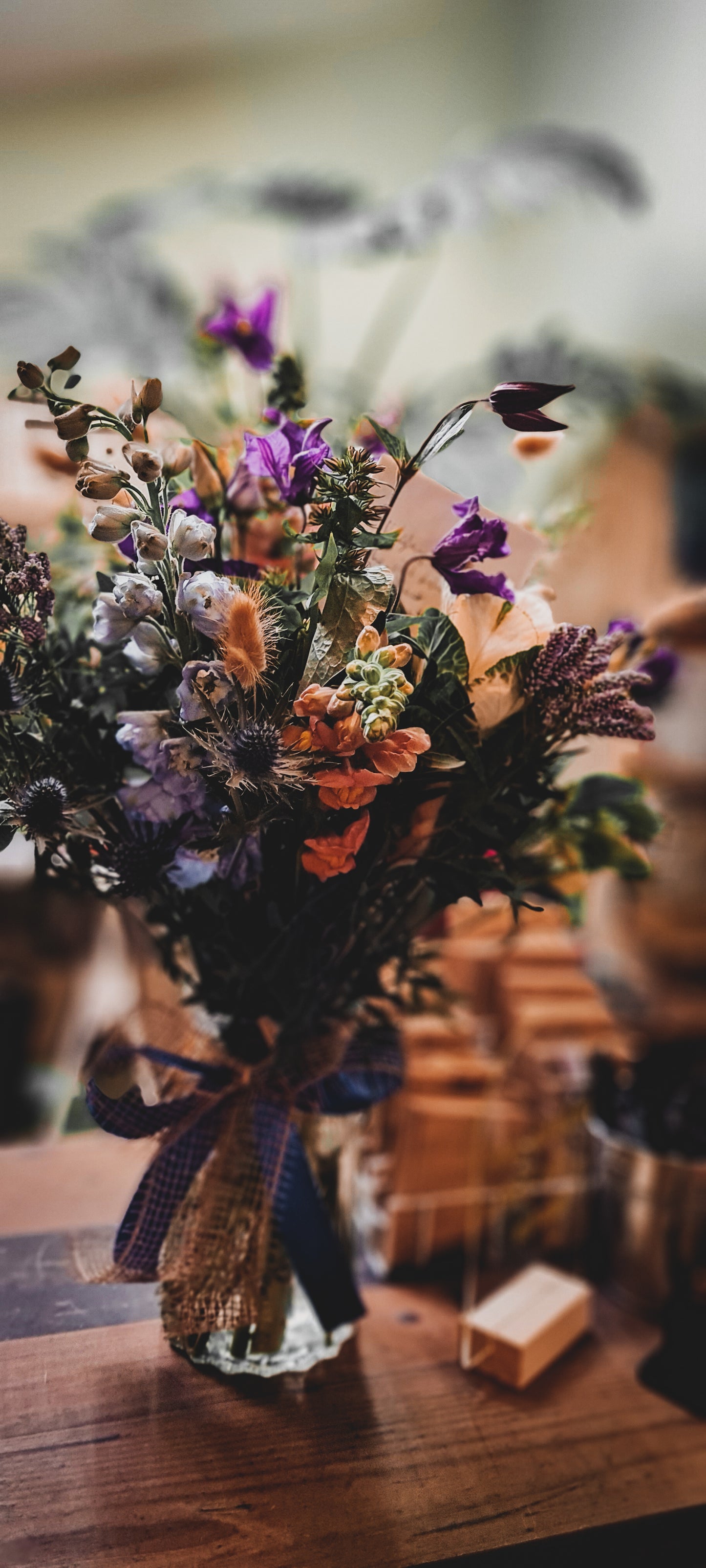 Soft Pastel Hand-Tied Bouquet Presented in a Glass Vase